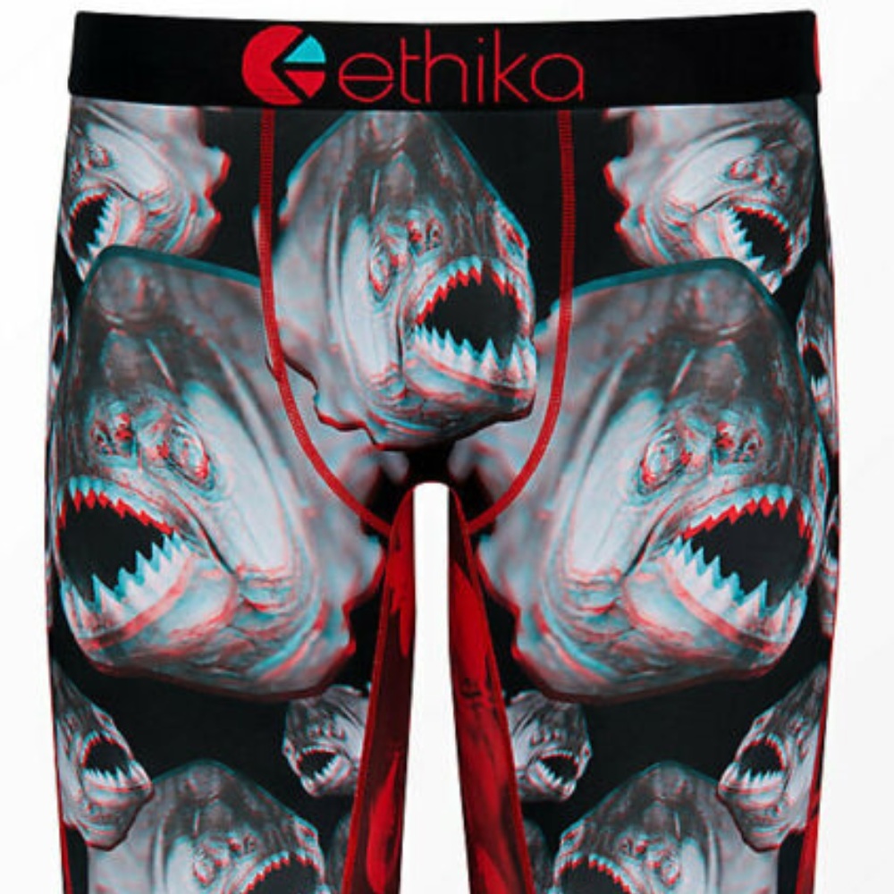 ETHIKA NAH BRAH PIRANAH 3D LONG BOXERS UNDERWEAR BRIEFS BRAND NW OCEAN PSD LARGE